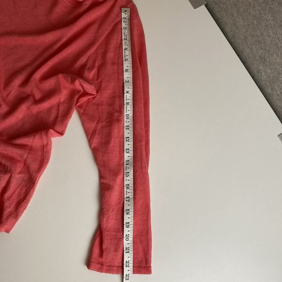 Eileen Fisher Pink Linen Nylon‎ Fine Knit Asymmetrical Top Tee Shirt XL Beachy - Picture 7 of 12